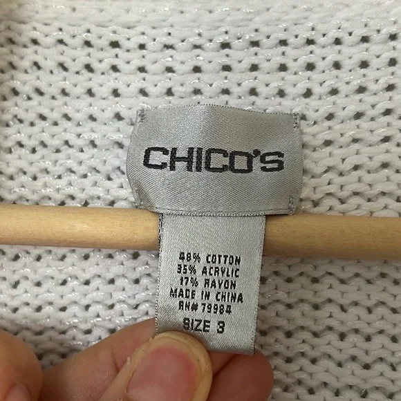 Chico’s White Chunky Cardigan Casual Comfy Neutral Winter XL - Picture 2 of 4
